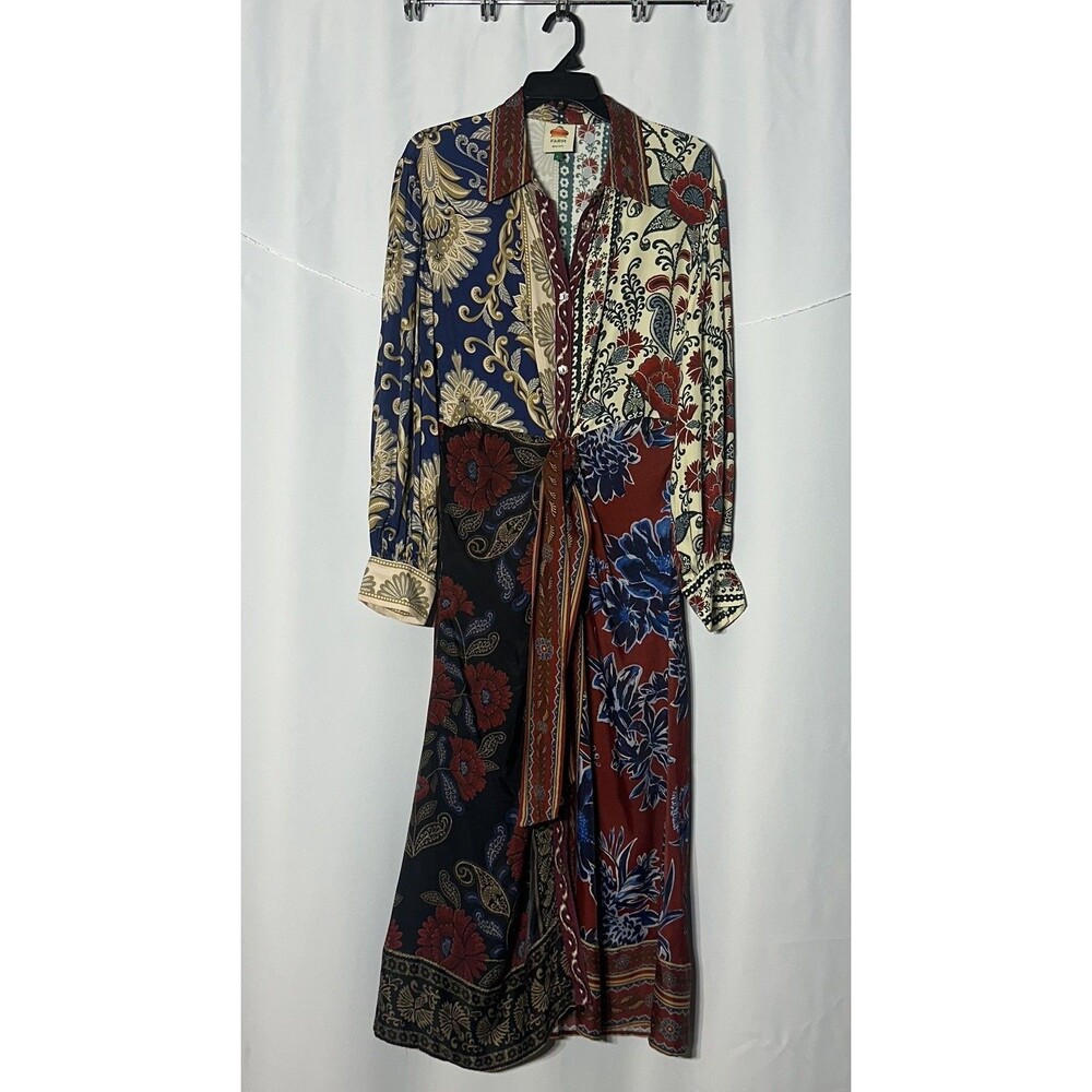 FARM Rio Multicolor Floral Patchwork Long Dress Size L - Picture 5 of 12